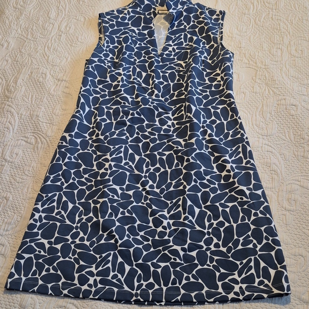 Mahi Gold womens Medium sleeveless dress muted steel blue and white NWOT